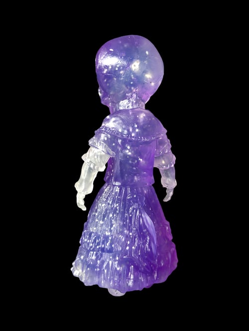 Image of Clear Purple Glitter Skellene 5” Resin