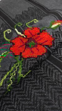 Image 2 of Black Original @hirbawi keffiyeh- hand stitched embroidery Palestine 