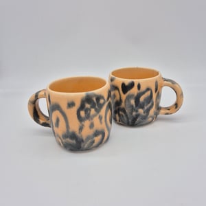 Image of ORANGE FLEUR HANDBUILT MUG - PAIR