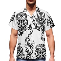 Image 1 of Men's Pique Pueo Print Collard Shirt