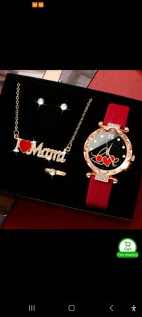 Image 3 of Elegant Romance Red Quartz Watch & Jewelry Gift Set