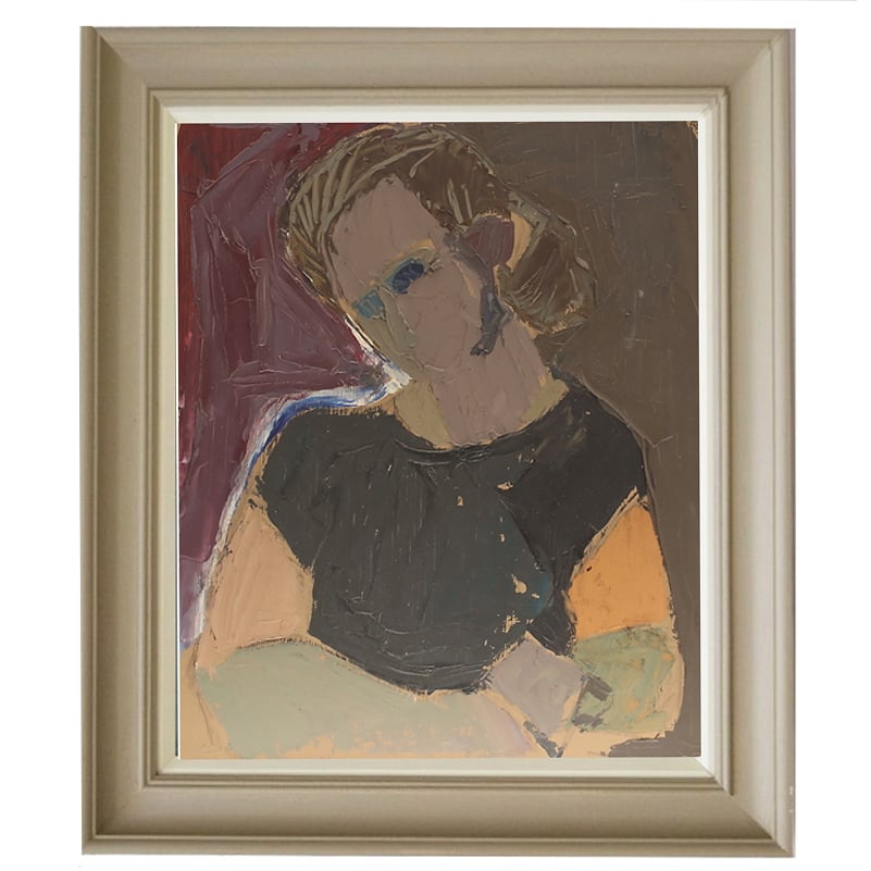 Image of Mid-century Painting, Portrait of a Girl, FRED ANDERSSON (1921-1989)