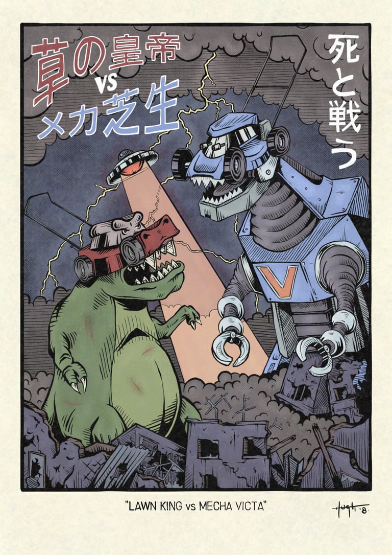 Lawn King vs Mecha Victa Poster
