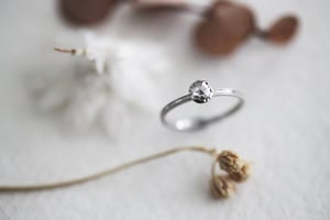 Image of *Made to order* Platinum 4.0mm milled edge rose-cut diamond ring