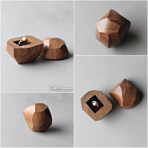 Image of Wavy faceted walnut ring box 