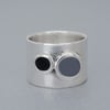 Wide Two Circles Ring-grey&black