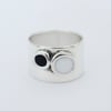 Wide Two Circles Ring-white&black