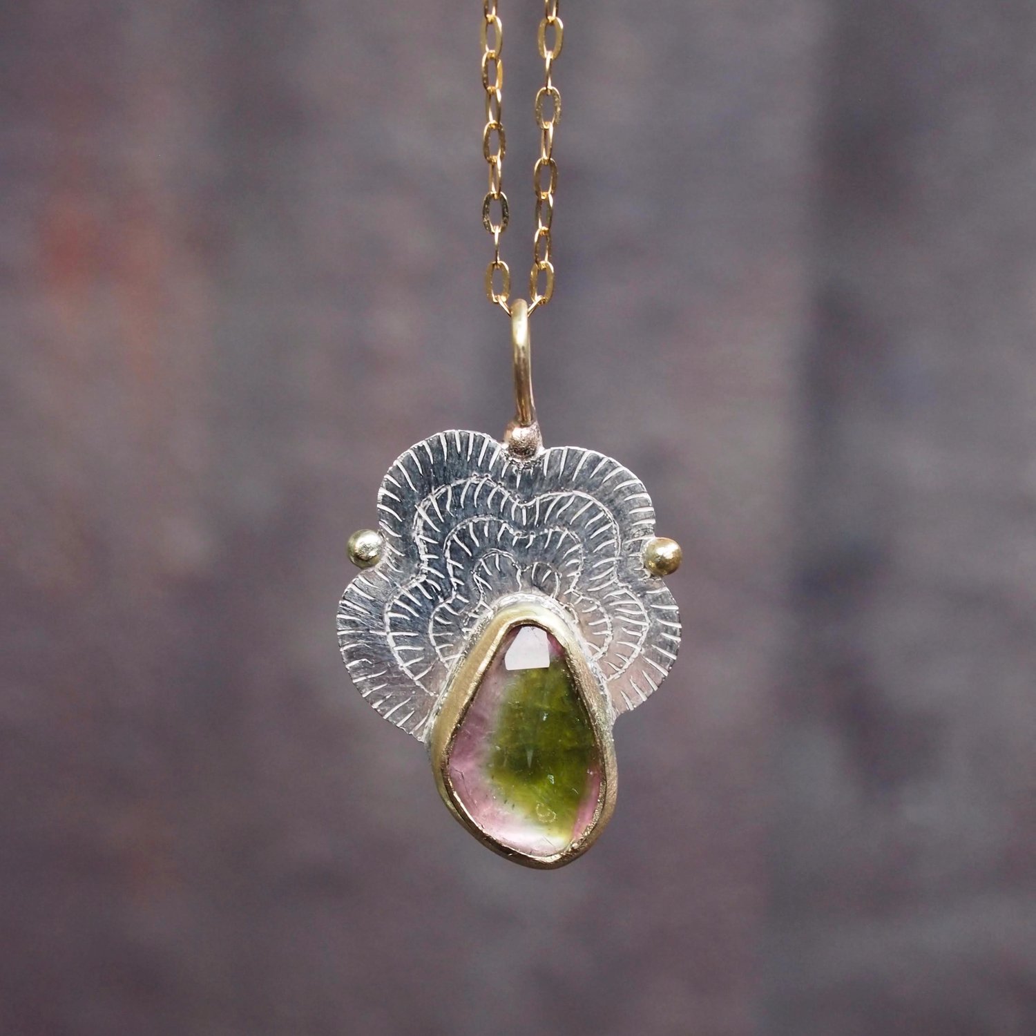 Image of Tugu necklace • rosecut watermelon tourmaline