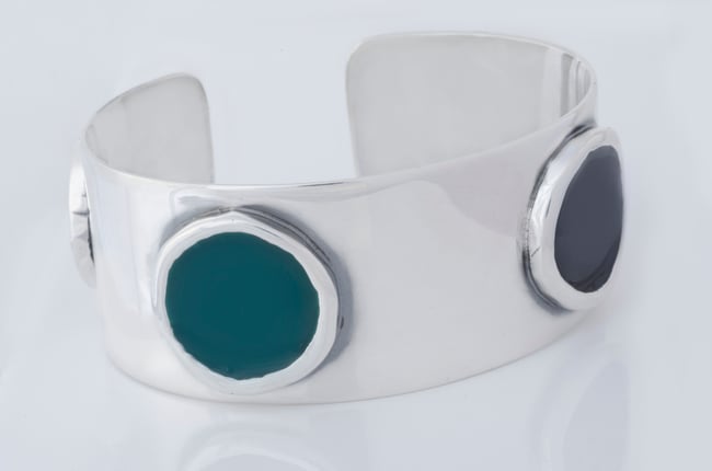 Wide Silver Cuff with Circles