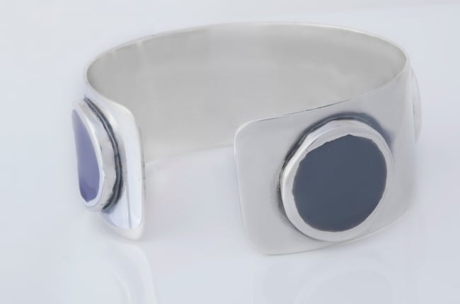 Wide Silver Cuff with Circles
