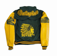 Image 2 of WESTINGHOUSE LETTERMAN JACKET WITH HOOD (GREEN & YELLOW) CROPPED