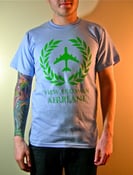 Image of Airplane Logo T-shirt - SKY BLUE/LIME GREEN