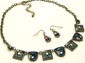 Image of Gorgeous Turquoise and Silver Tone Necklace and Earring Set