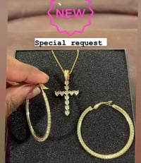 Image 1 of Diamond hearted cross and Hoops