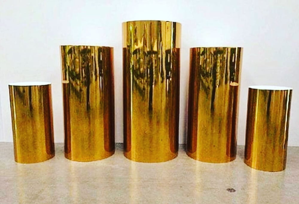 Image of Gold Cylinder Plinths (Rental)