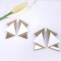 Image 2 of Náusnice Sia white - silver / gold mirror