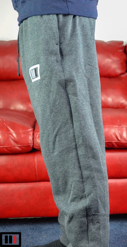 Image of Og Black Heather Embroidered Joggers ( silver, black )