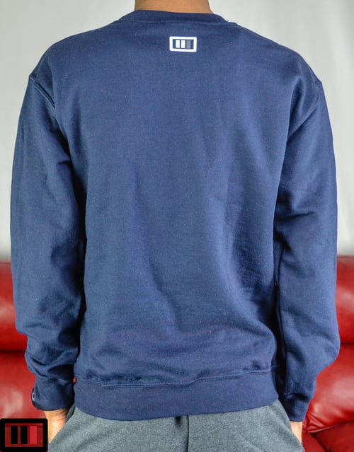 Image of "Harlem Dialect" Sweatshirt Navy blue (white , grey )