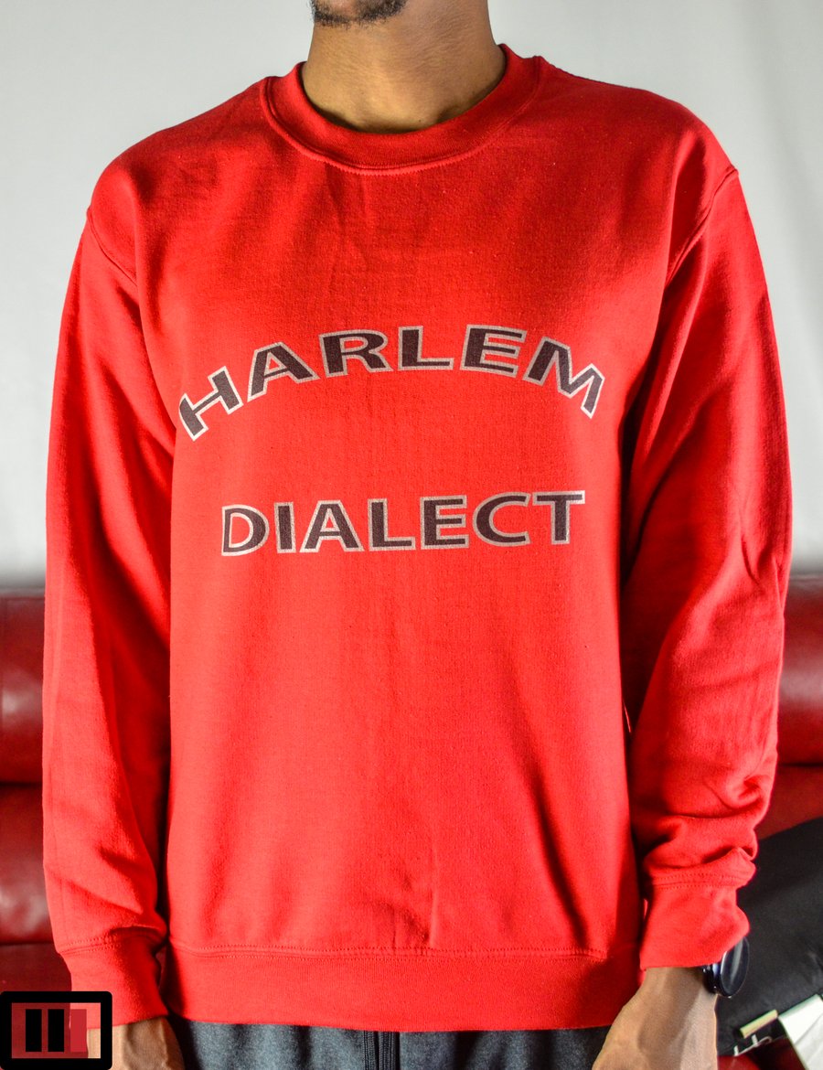Image of "Harlem Dialect" Red sweatshirt (black, grey )