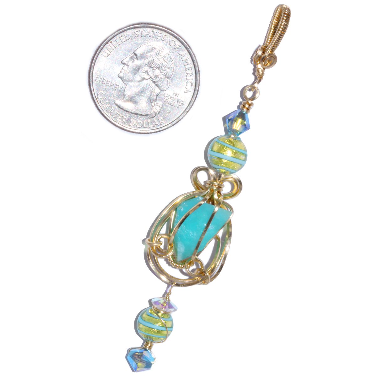 Blue Peruvian Opal Wire Wrapped 14K GF Pendant 