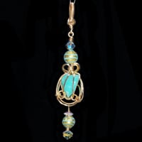 Image 3 of Blue Peruvian Opal Wire Wrapped 14K GF Pendant 