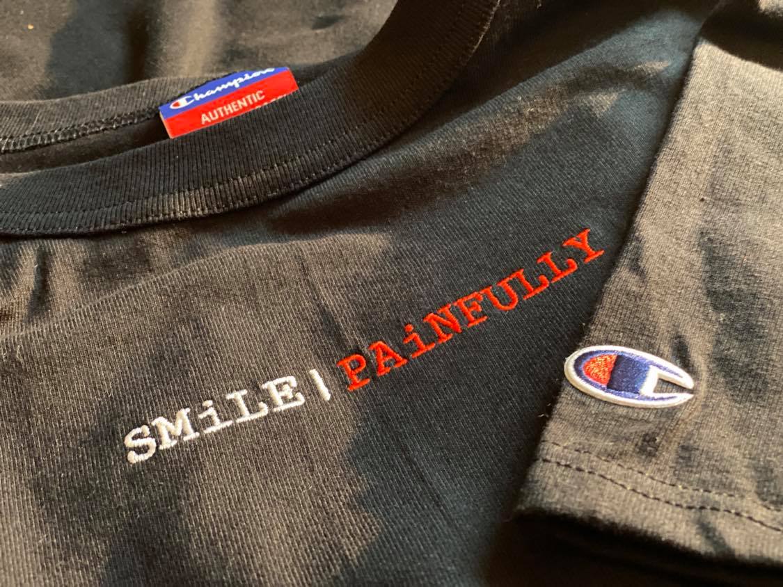 Image of SMiLE | PAiNFULLY x CHAMPiON COLLAB EMBROIDERED TEE