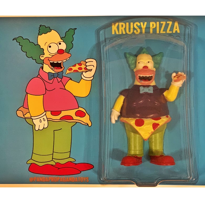 Image of Krusty Pizza 6” Flat back Resin figure carded with bubble packaging 