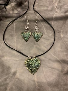 Image of Multi color hearts . Polymer clay necklace and earrings set