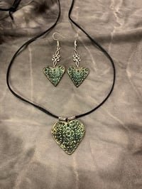 Image 1 of Multi color hearts . Polymer clay necklace and earrings set