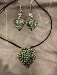 Image 3 of Multi color hearts . Polymer clay necklace and earrings set