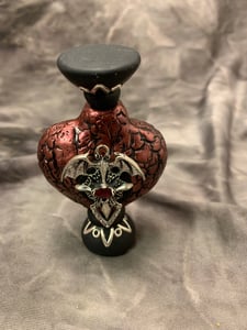Image of Potion bottle red polymer clay with bat and cross