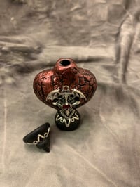 Image 3 of Potion bottle red polymer clay with bat and cross