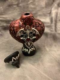 Image 4 of Potion bottle red polymer clay with bat and cross