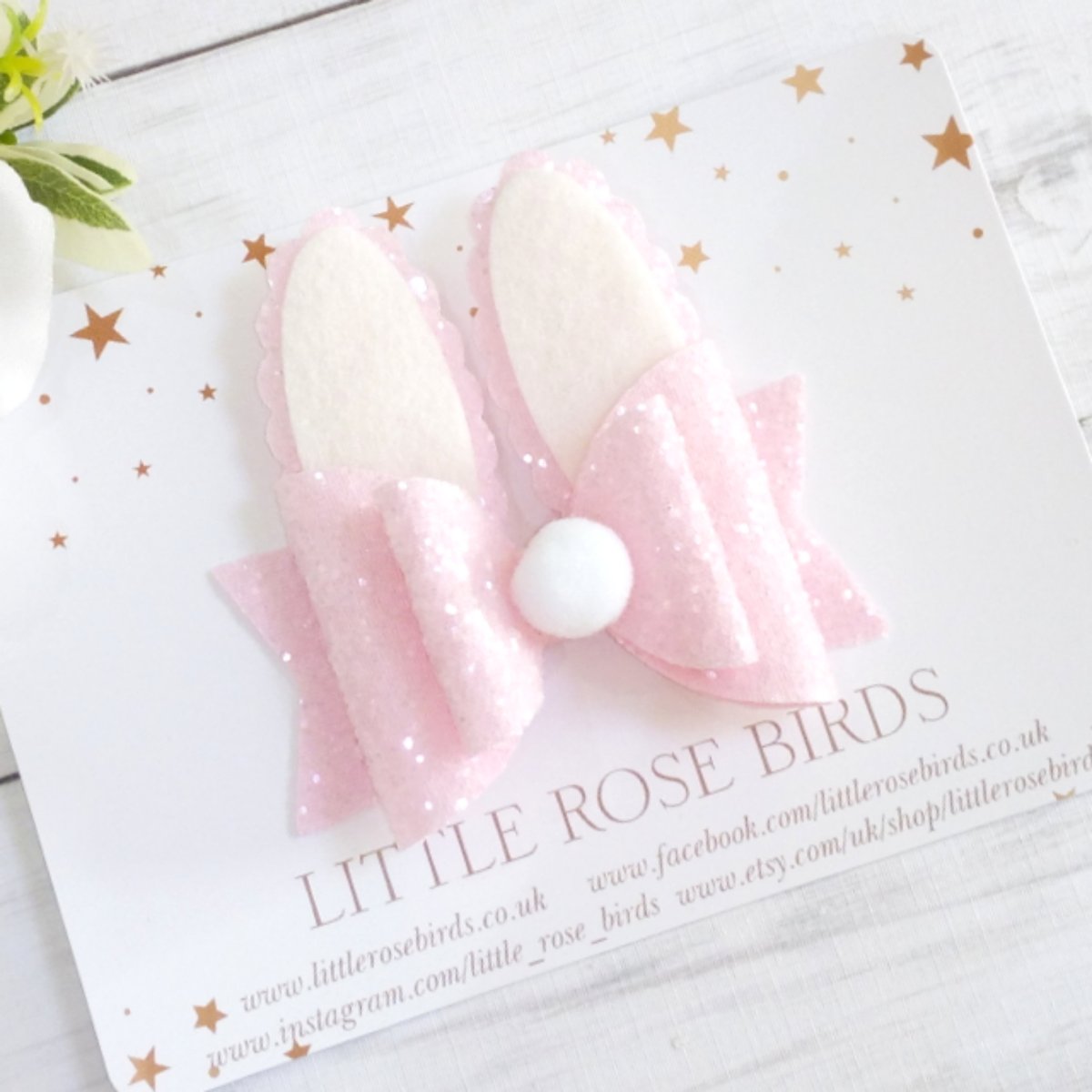 Image of Pink Glitter Bunny Bow 