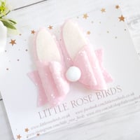 Image 1 of Pink Glitter Bunny Bow 