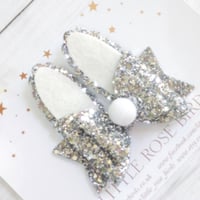 Image 2 of Silver Glitter Bunny Bow
