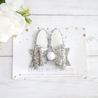 Image 3 of Silver Glitter Bunny Bow