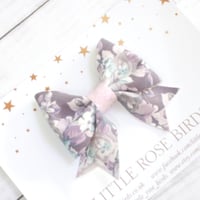 Image 1 of Grey Floral Suede Bow