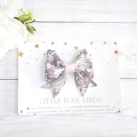 Image 3 of Grey Floral Suede Bow