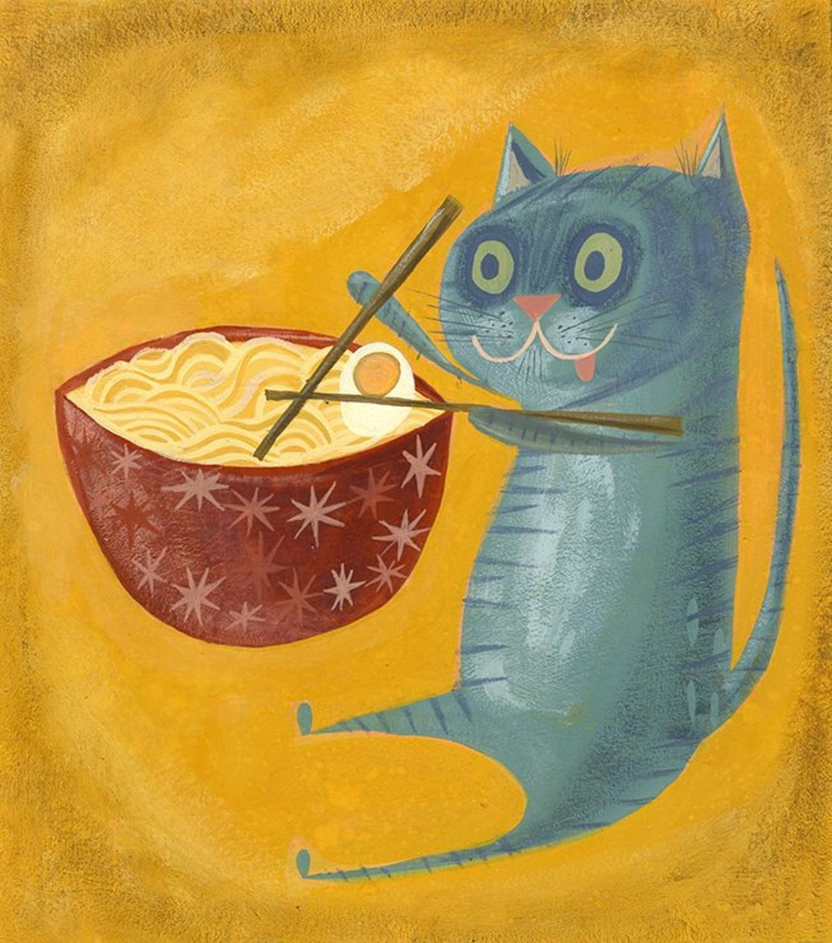 Image of Ramen Kitty. Limited edition print.