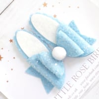 Image 2 of Blue Glitter Bunny Bow