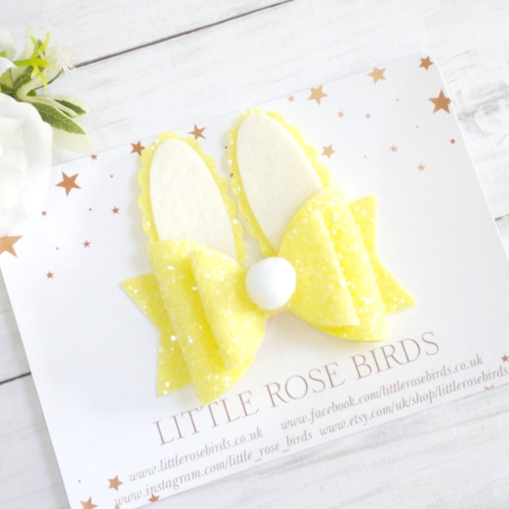 Image of Yellow Glitter Bunny Bow
