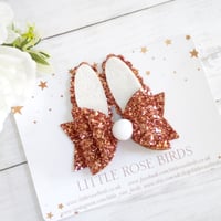 Image 1 of Rose Gold Glitter Bunny Bow