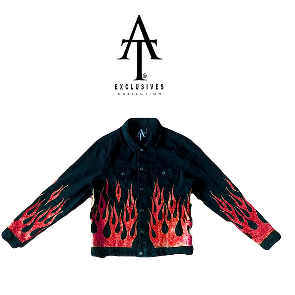 Image of Hot Sauce Glitter Flame Denim + Denim Jacket