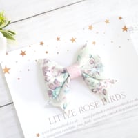 Image 2 of Mint Floral Suede Bow 