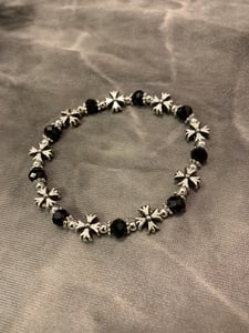 Image of Silver and black cross stretch bracelet