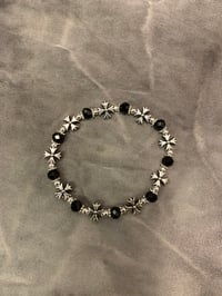 Image 2 of Silver and black cross stretch bracelet