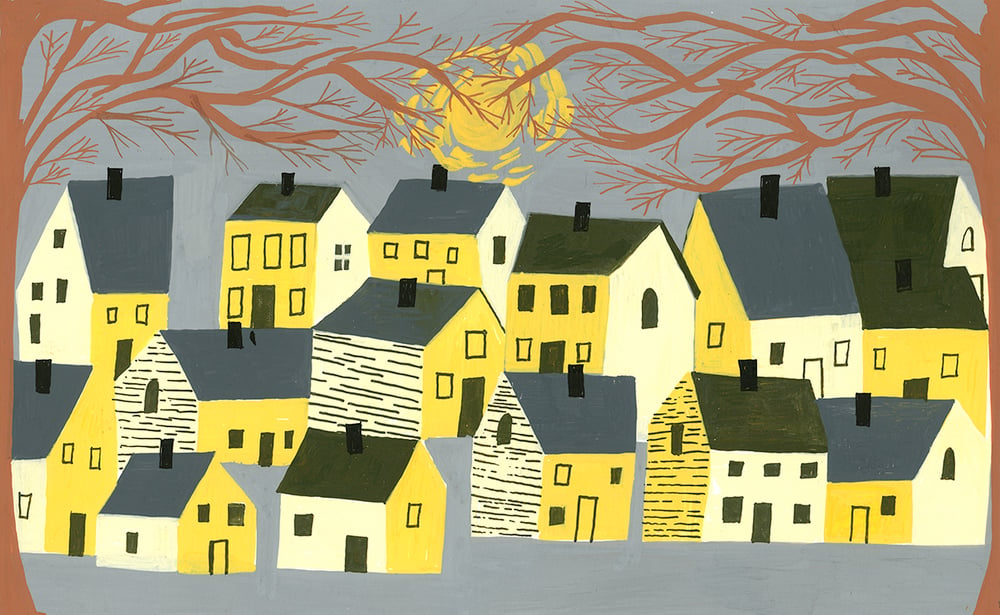 Image of A small village in New England. Limited edition print.