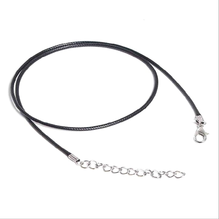 Image of Black Cord with Clasp and Extender Chain for Adjustability