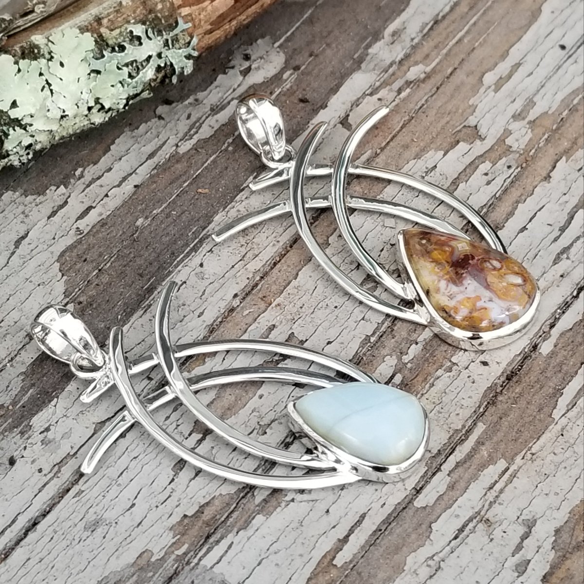 Image of Wings - Palm Root Pendant in Sterling Silver